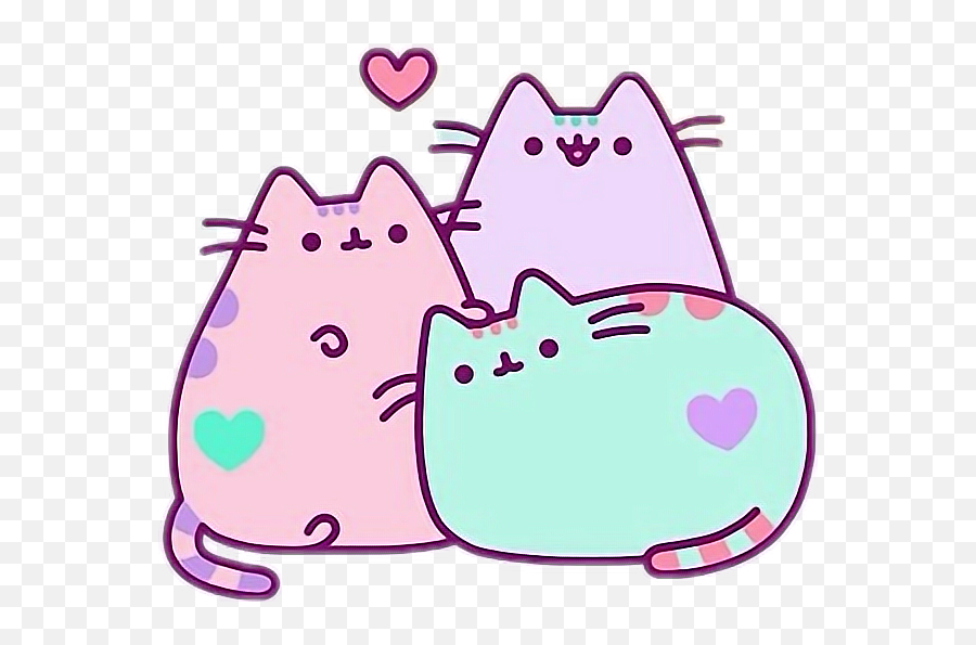 Download Hd Pink Blue Lila Pusheen Cat Lovely Cute - Pastel Pusheen Png,Pusheen Transparent