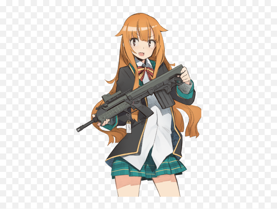 Anime character with brown haired holding rifle, Anime Female Firearm Girls  with guns Manga, Anime, assault Rifle, airsoft png | PNGEgg