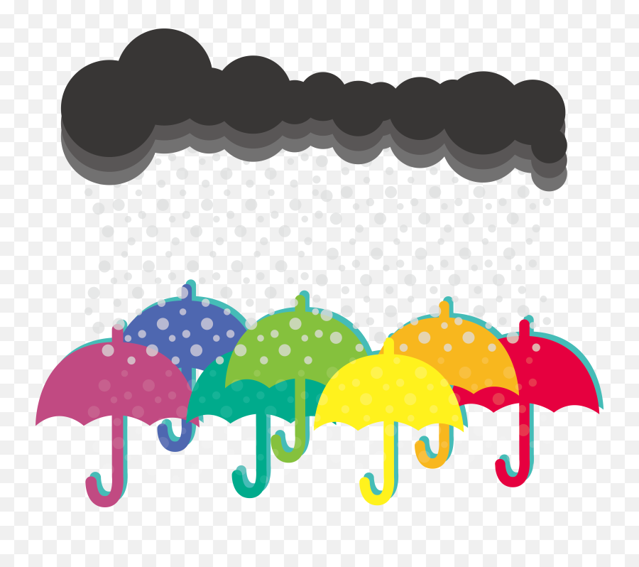 Rain Umbrella Clip Art - Rainy Cloud Rainbow Clipart Png,Umbrella Clipart Png