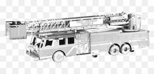 Metal Earth Fire Engine 3d Laser Cut - 3d Metal Model Crane Truck Png,Earth On Fire Png