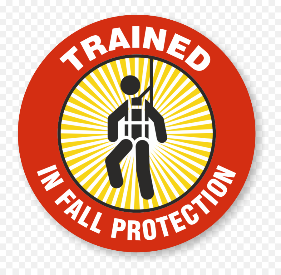 Let Everyone Easily Identify People Trained In Fall Protection Your Facility Self - Adhesive Circular Hard Hat Decal With Easytounderstand Language Png,Qualified Icon