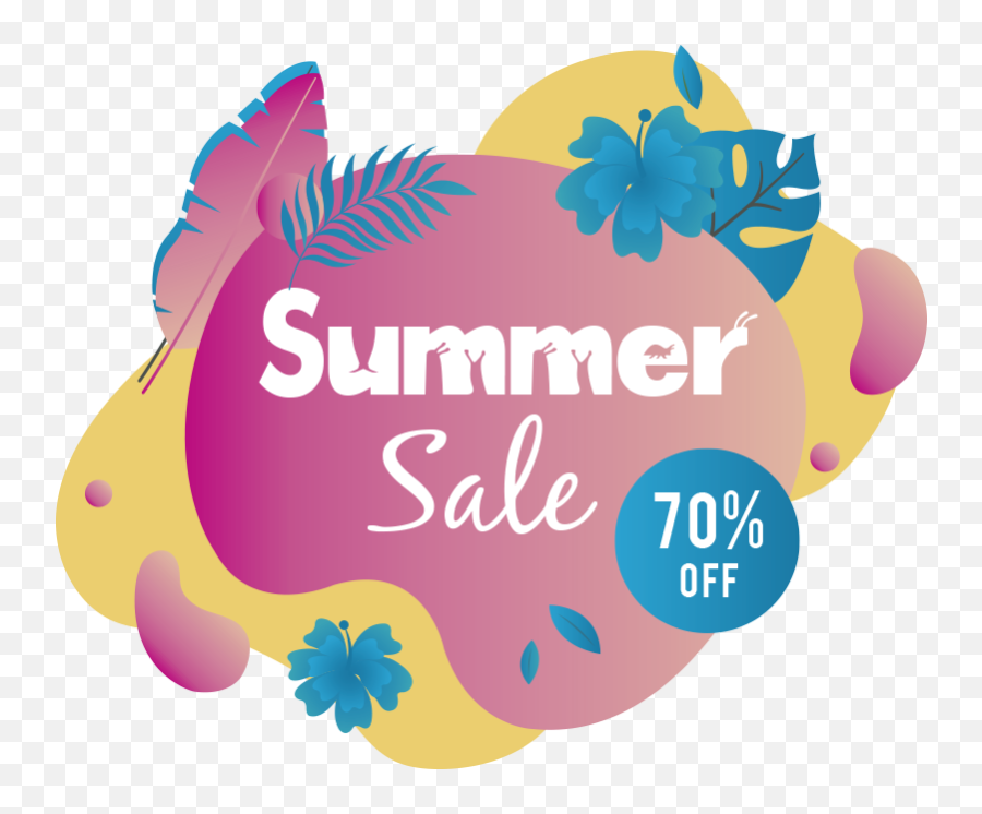 Summer Sale Flower Text Sticker - Tenstickers Year End Sale Png,Sale Sticker Png