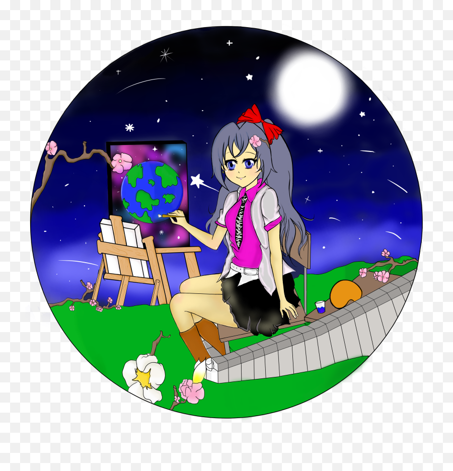 Girl Drawing Earth By Farahattalla - Cartoon Png,Cartoon Earth Png