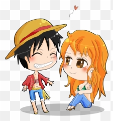 Download Nami Transparent Luffy Graphic - One Piece Chibi Luffy Y Nami Chibi Png,Nami Png