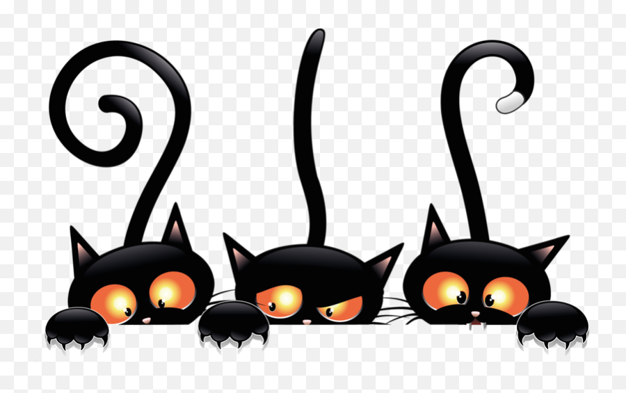 Bristling Black Cats - Halloween Cat Transparent Png,Funny Cat Png