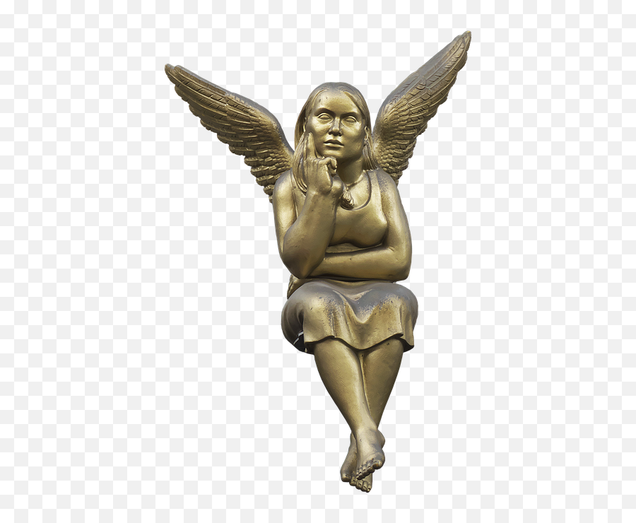 Angel Bronze Statue Sitting - Angel Sculpture Sitting Png,Angel Statue Png