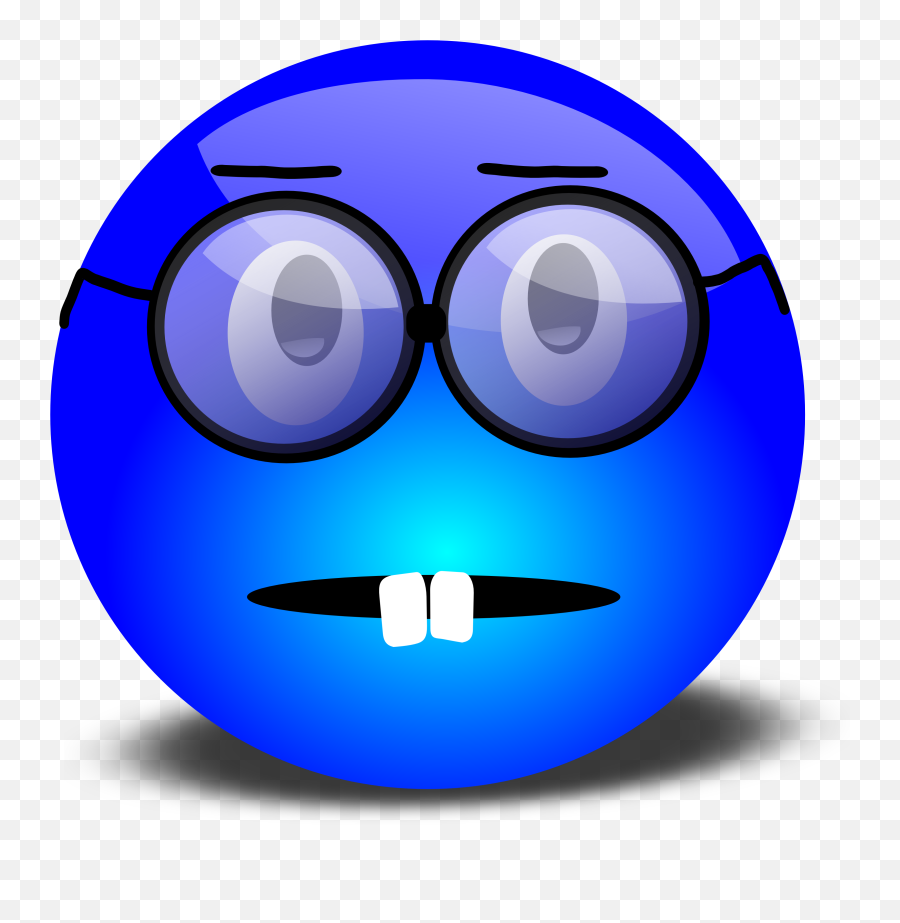 Nerdy Blue Smiley With Overbite And Glasses - Emoji In Blue Confused Face Clip Art Png,Glasses Emoji Png