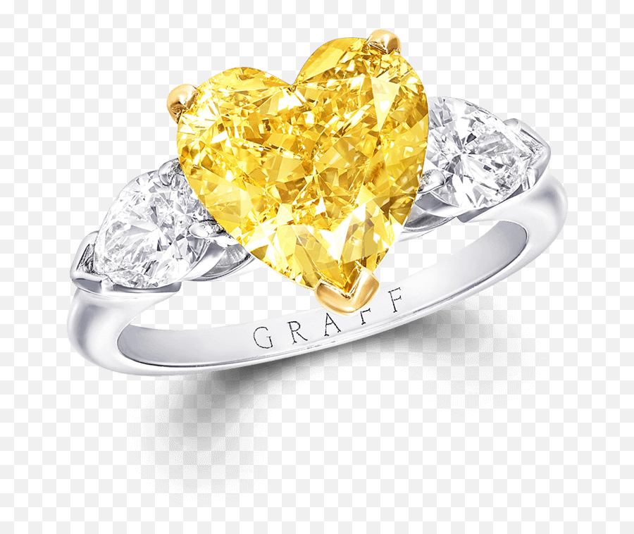 Heart Shape Ring Yellow Diamond - Engagement Ring Png,Yellow Heart Png