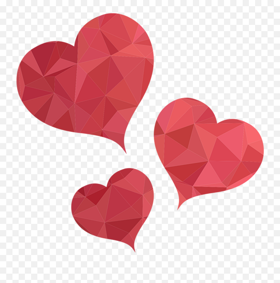 Pink Heart Red Hearts Poly - Heart Shape Png,Red Hearts Png