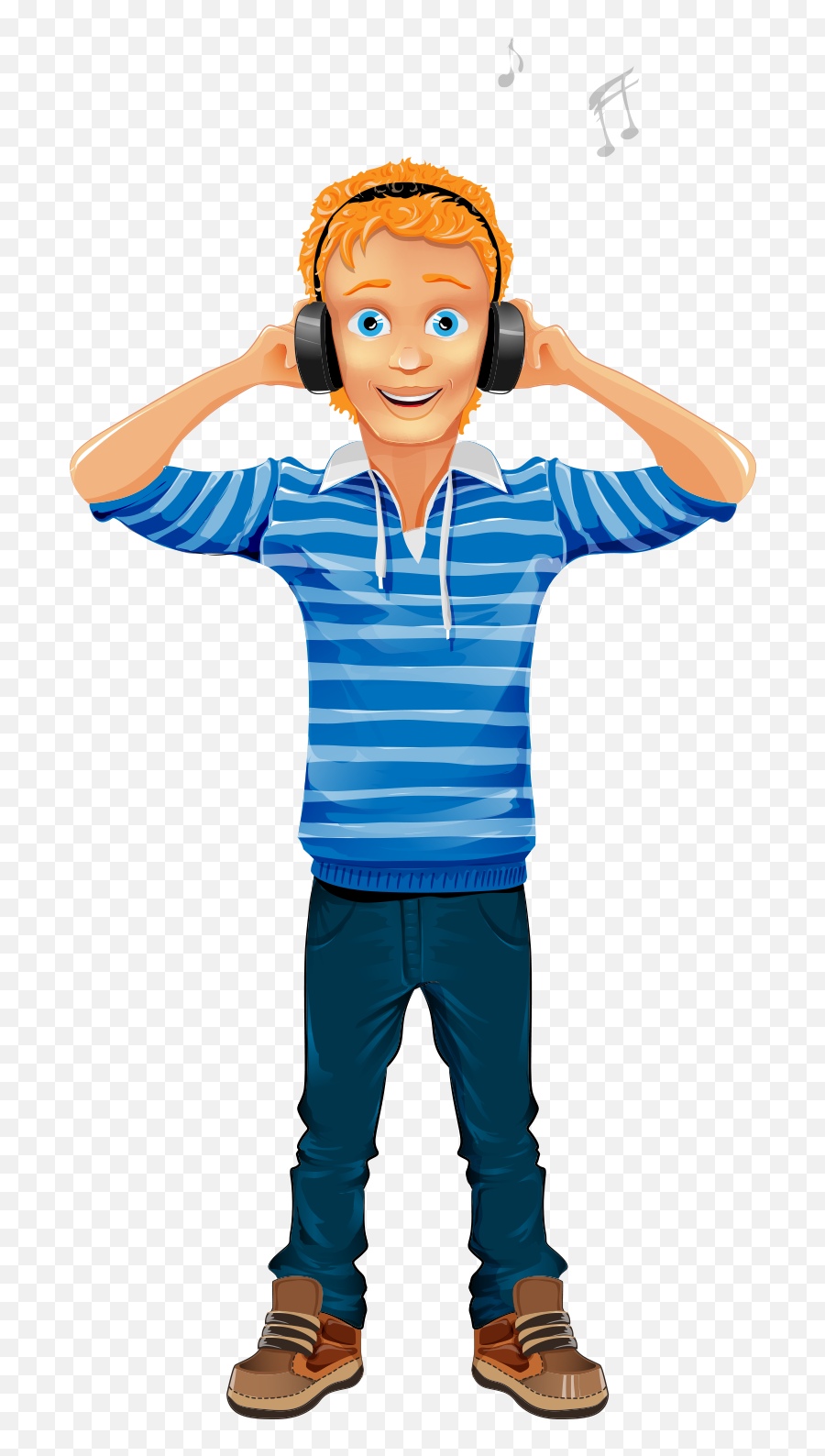 Character Cartoon Boy Illustration - Boy Vector Character Png,Cartoon Headphones Png