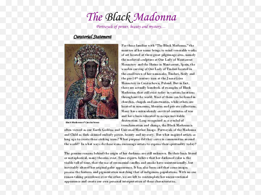 Pdf The Black Madonna Curatorial Statement Jennifer - Barefoot Bubbly Png,Our Lady Of Czestochowa Icon