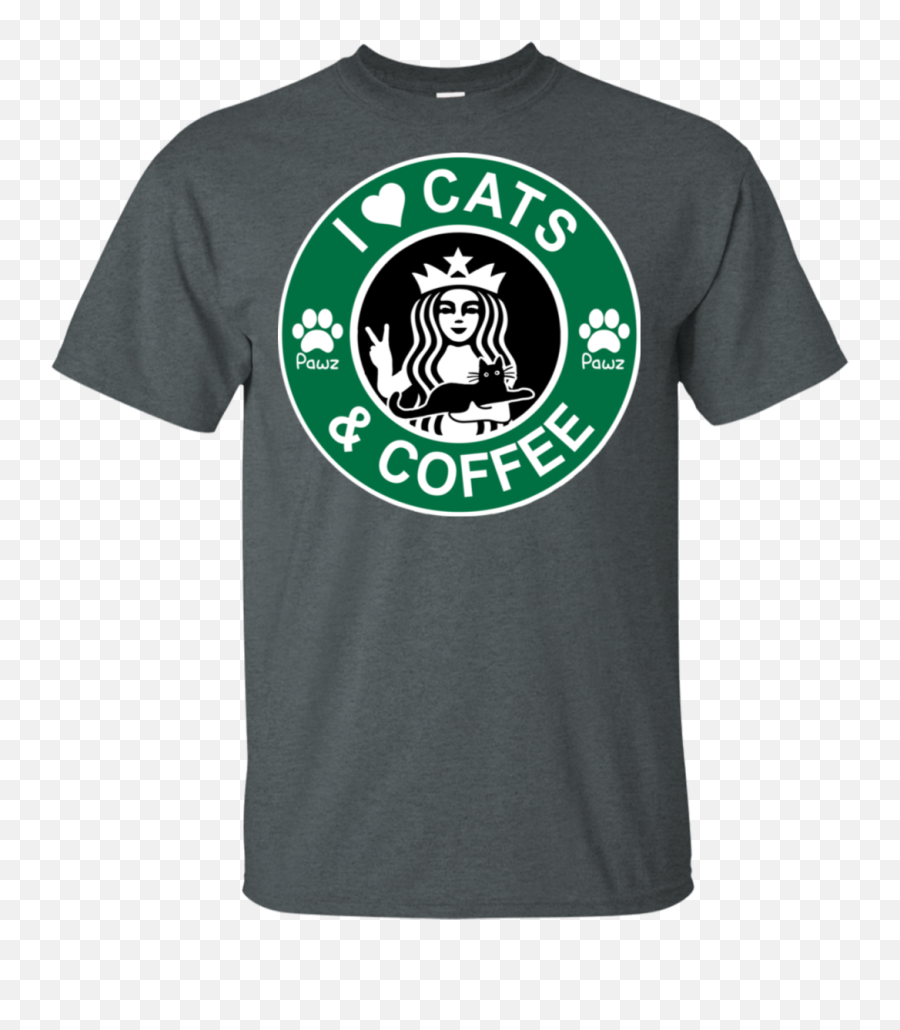 I Love Cats U0026 Coffee Starbucks Logo Funny T - Shirt For Men U0026 Women Lt03 Png,Starbucks Logo Png
