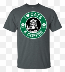 I Love Cats U0026 Coffee Starbucks Logo Funny T - Shirt For Men U0026 Women Lt03 Png,Starbucks Logo Png