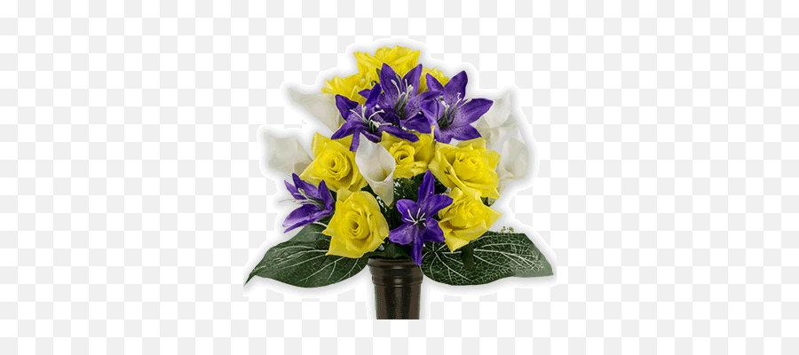 Yellow Rose With Purple Tiger Lily Ma2192 - Purple And Yellow Roses Png,Yellow Rose Transparent