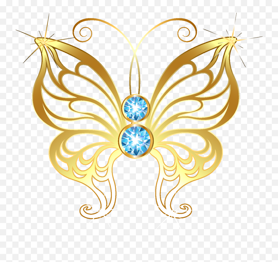 Cartoon Golden Line Butterfly Element - Butterflies Png,Golden Line Png