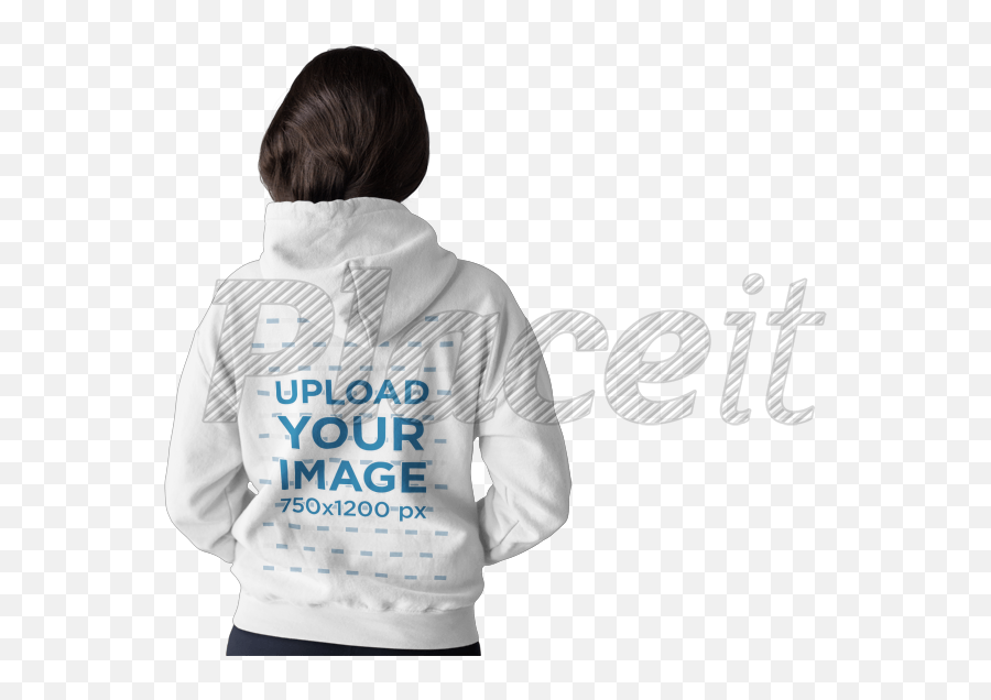 Back Of A Woman Wearing Pullover Hoodie Template Standing - Hooded Png,Hoodie Template Png