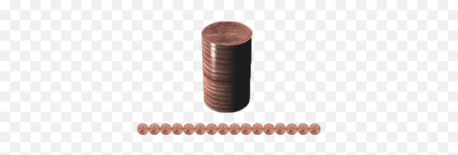 2 Pennies 4 Etc - Many Stacked Pennies Make A Inch Png,Pennies Png