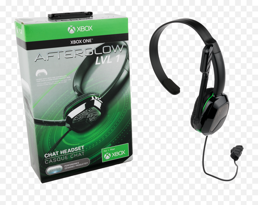 Pdp Xbox One Afterglow Lvl 1 Chat Headset Black 048 - 040 Afterglow Xbox Wired Communicator Headset Png,Xbox One Controller Transparent Background