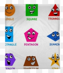 Basic Geometric Shapes With Cartoon Faces Plush Blanket U2022 Pixers - We live change Happy png