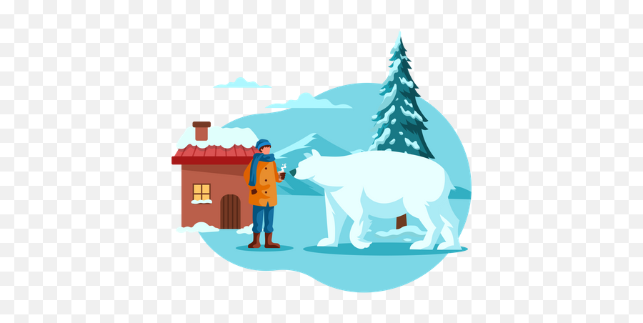 Polar Bear Icon - Download In Colored Outline Style Polar Bear Png,Snow Bear Icon Png