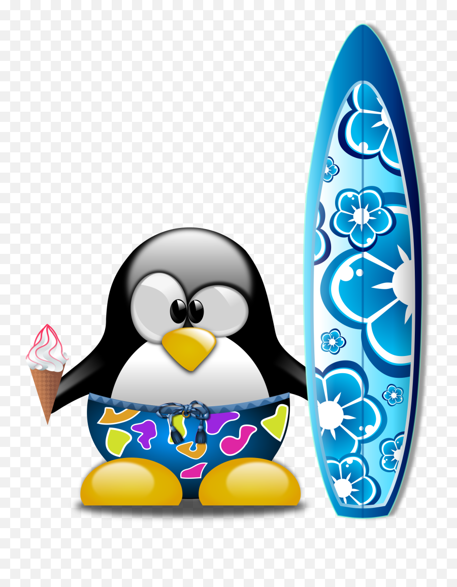 Download Hd This Free Icons Png Design Of Tux The Surfer - Linux Tux,Tux Png