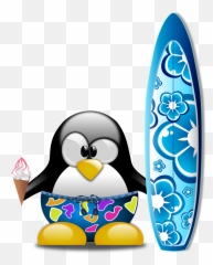 Download Hd This Free Icons Png Design Of Tux The Surfer - Linux