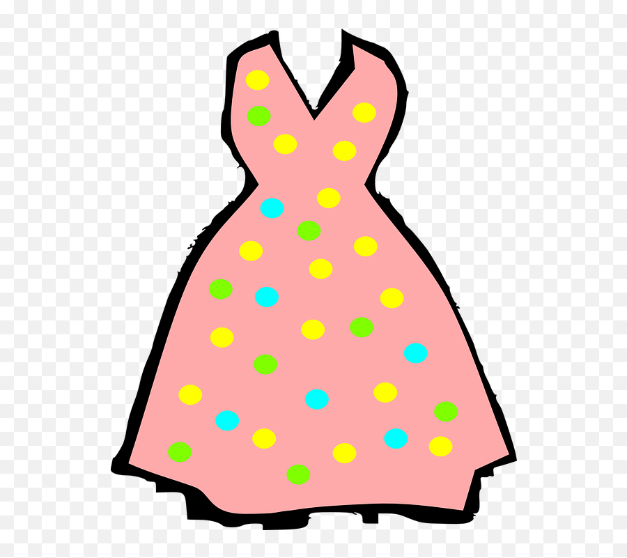 4570book Clothes We Wear In Summer Clipart Png Pack 4582 - Polka Dot Dress Drawing,Summer Clipart Png