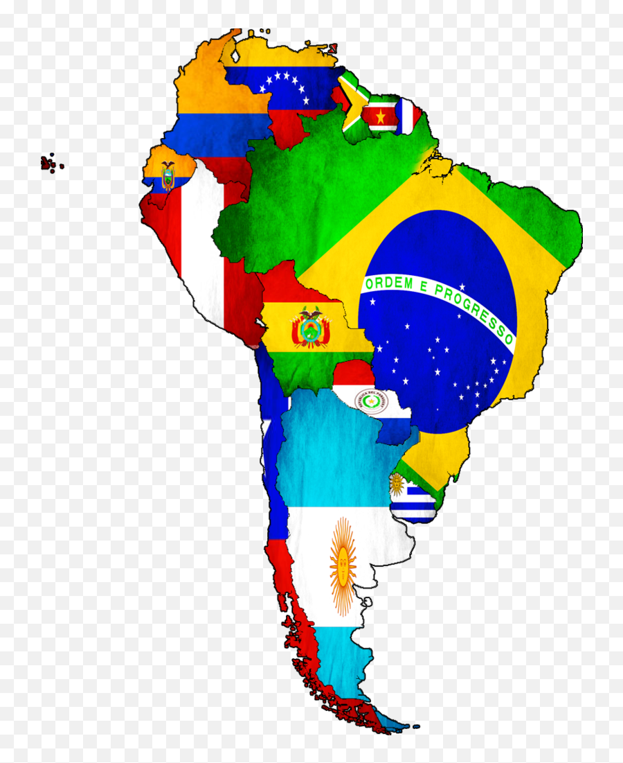 Brazil Vector South America Transparent - South American Continent With Flags Png,South America Png