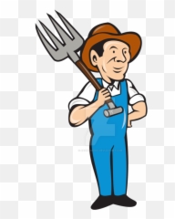 Farmer Pitchfork Shoulder Standing Cartoon By Apatrimonio - Dibujo Animado De La Agricultura png