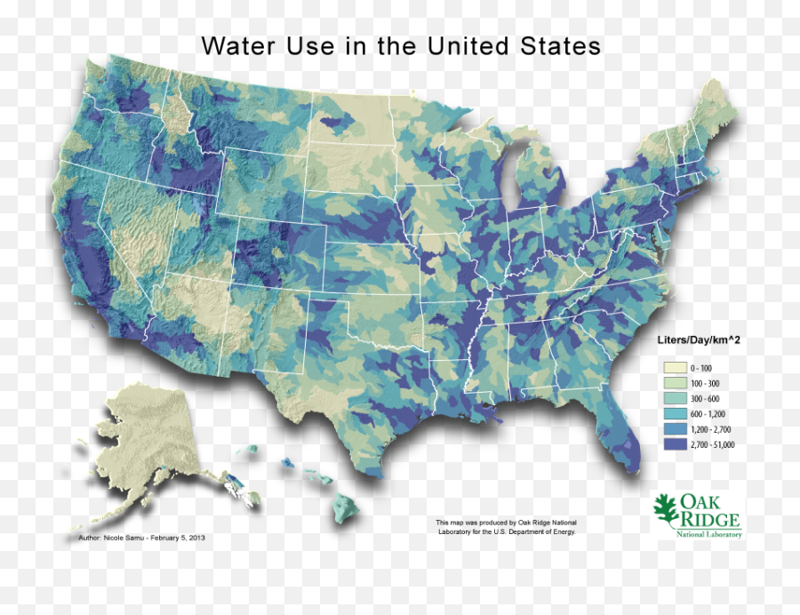 Eauswaterusemappng 850657 Usa Map Cartography - Water Distribution United States,Usa Map Png