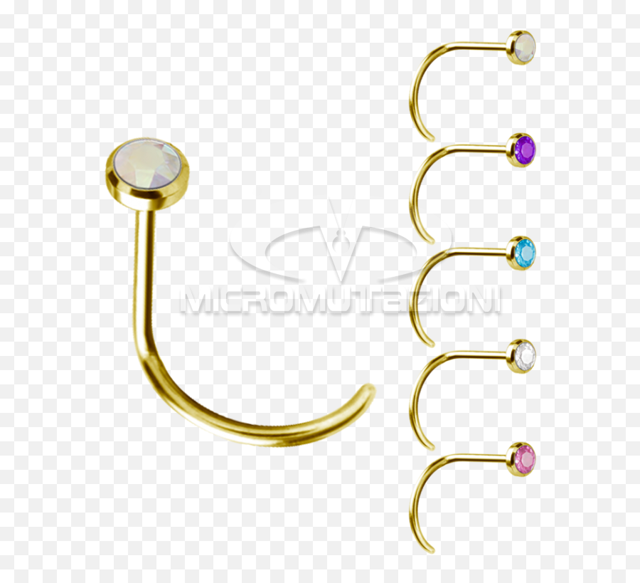 18k Gold Curved Nose Stud - Circle Png,Nose Piercing Png