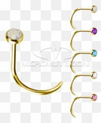 18k Gold Curved Nose Stud - Circle png