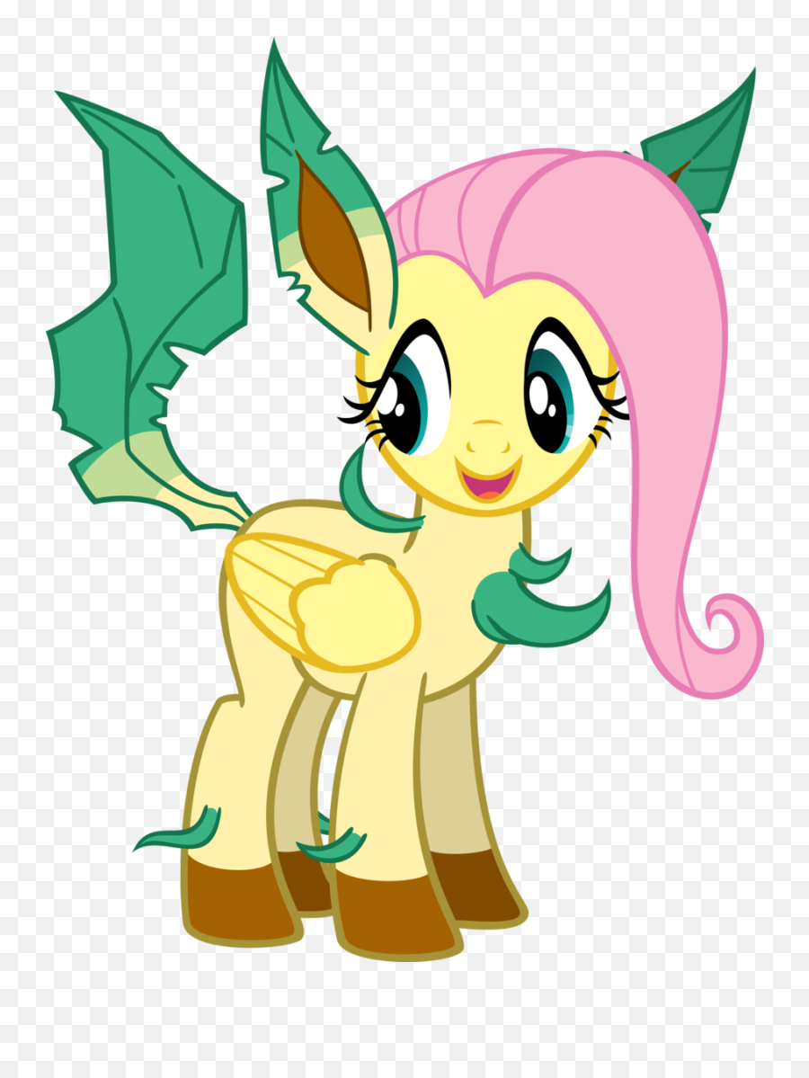 Fluttershy Pony Pinkie Pie Spike Green Mammal Vertebrate - Fluttershy Mlp As Pokemon Png,Leafeon Png