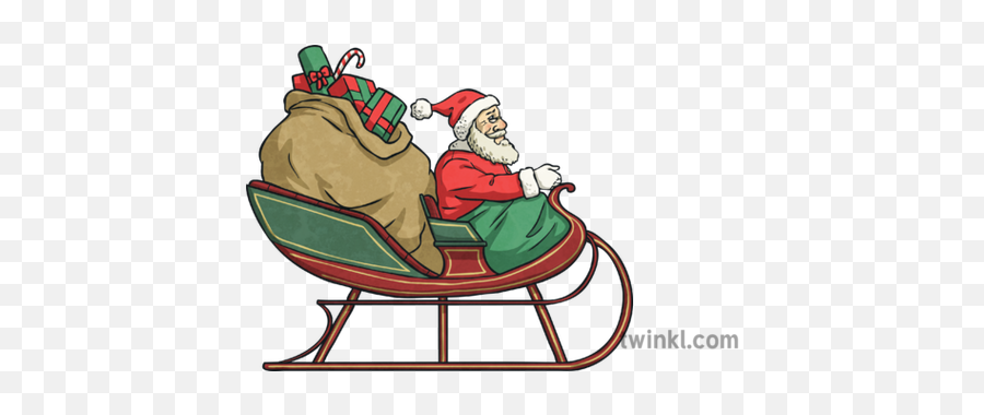 Santa In His Sleigh Illustration - Twinkl Santa Claus Png,Santa Sleigh Png