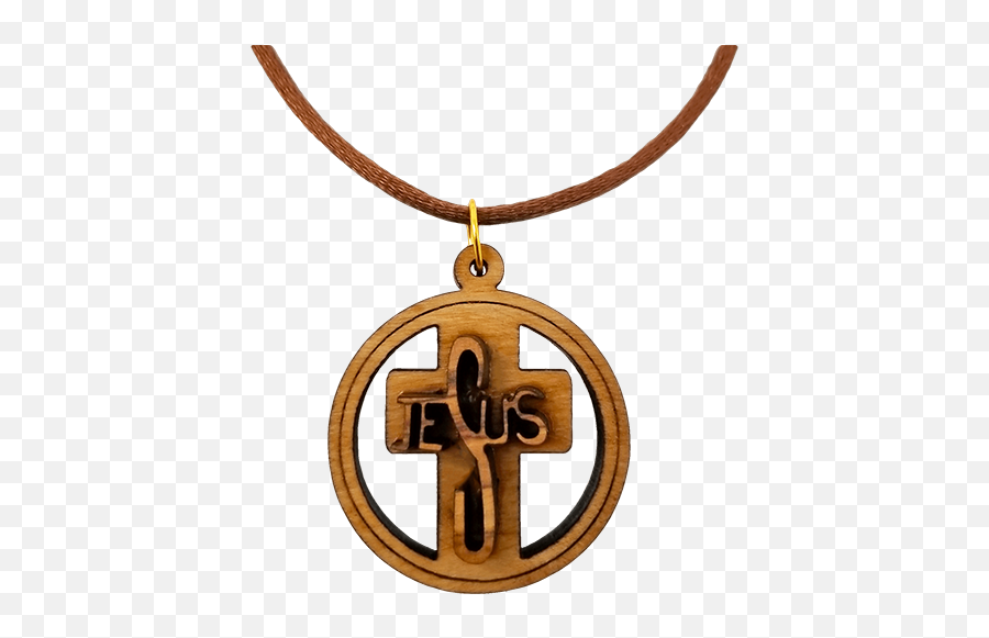 Olive Wood 3d Jesus Cross Round Necklace - Solid Png,Greek Orthodox Icon Bracelet