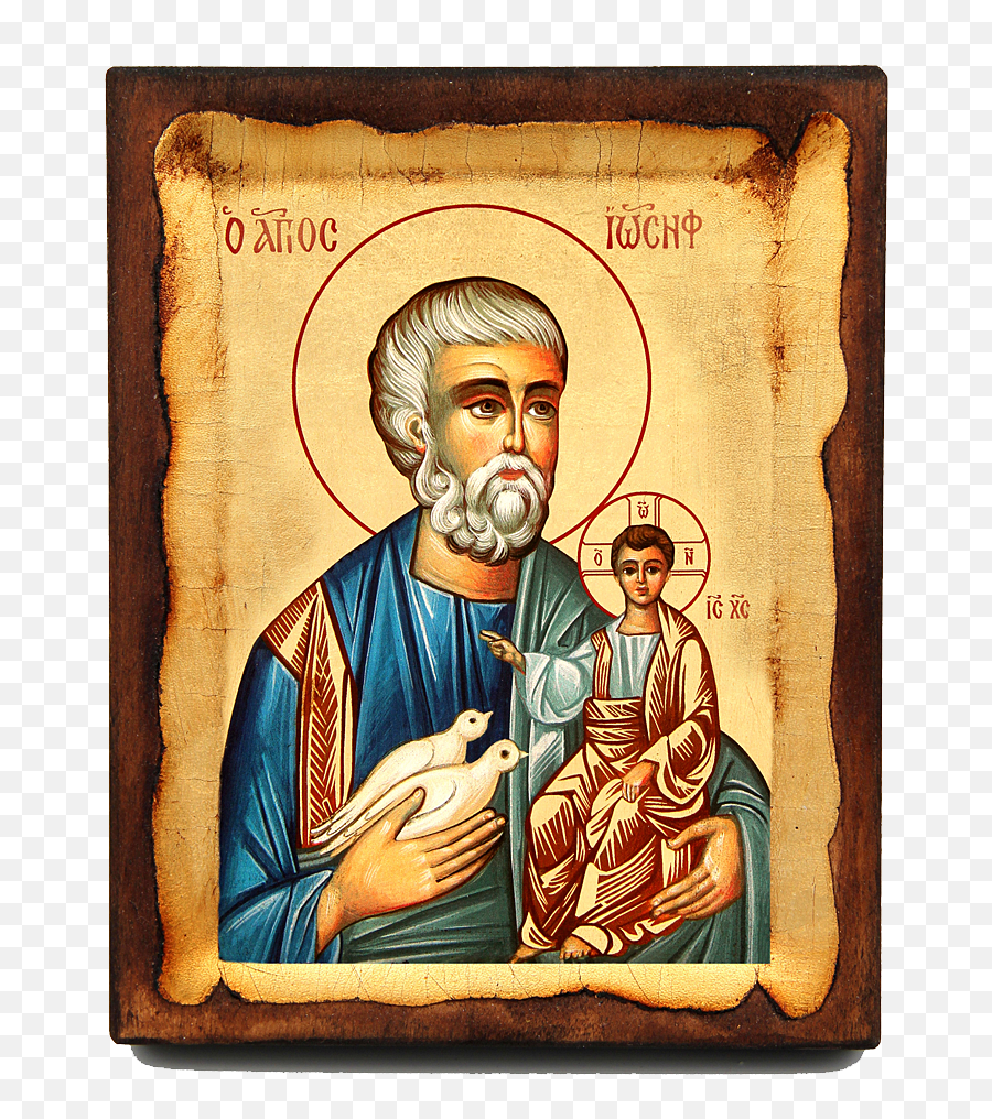Hand Painted St Joseph Icon With Dark - Ikona W Józefa Png,Made To Order Icon