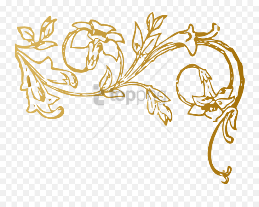 Download Free Png Gold Swirl Design Image With - Pumpkin Vine Clipart Black And White,Border Design Transparent Background