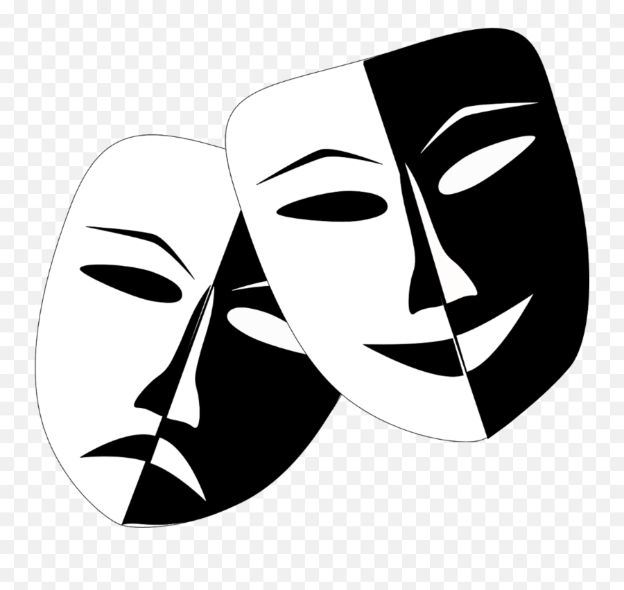 Comedy Masks - Two Face Black And White Png,Theater Masks Png