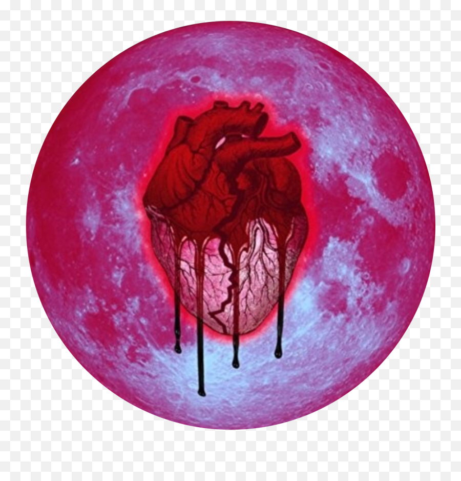 Moon Heart Blood Heartbroken Bloody Lost Redmoon Red - Chris Brown Heartbreak On A Full Moon Png,Bloody Heart Png