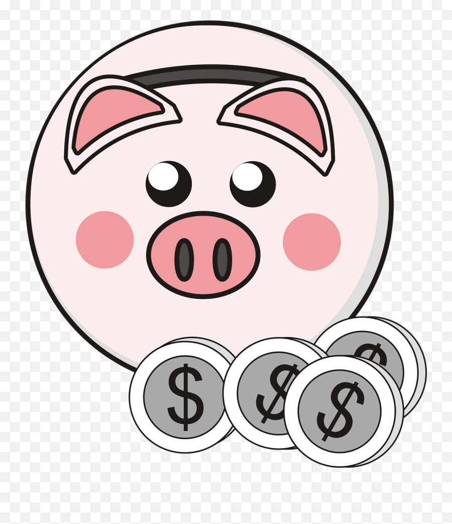 Piggy Bank 4 Coins Clipart Transparent - Alcancia De Cerdito Dibujo Png,Piggy Bank Transparent Background