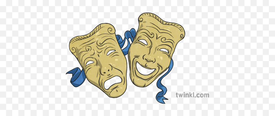 Theatrical Masks Illustration - Happy Png,Theatre Masks Png