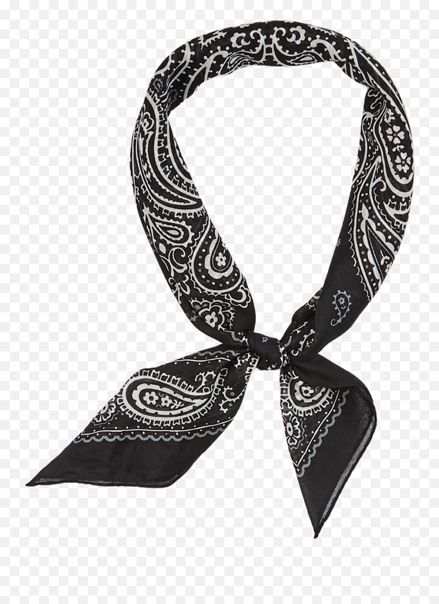 Black White Paisley Printed Cotton Bandana - Solid Png,Black Bandana Png