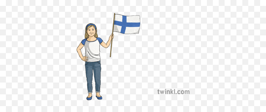 Girl With Finnish Flag Illustration - For Women Png,Finland Flag Icon