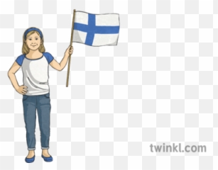 Girl With Finnish Flag Illustration - For Women png