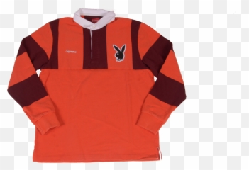 Download Hd Supreme Playboy Rugby Polo - Supreme Playboy Rugby Orange Png,Supreme Shirt Png