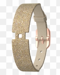 Leather Strap Single Wrap Cream Gold Glitter Rose Finish Buckle - Strap png