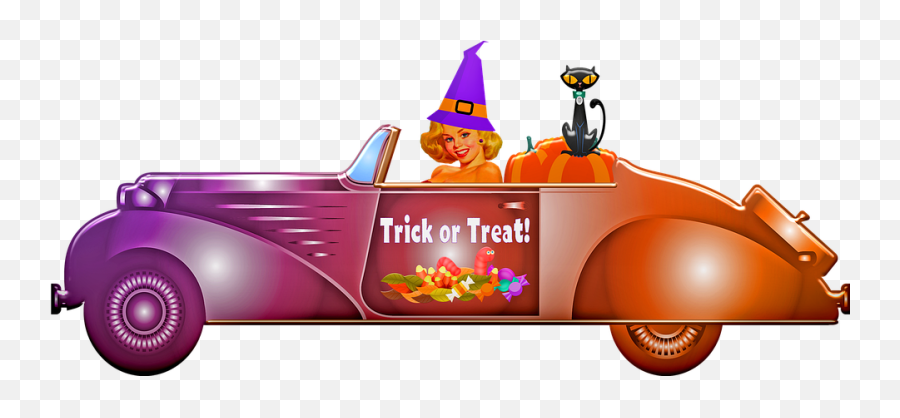 Witch Driving A Car Old Halloween - Free Image On Pixabay Halloween Car Clip Art Png,Driving Png