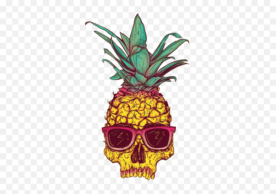 Download Skull Calavera Creative Tropical Fruit Pineapple - Hipster Paintings Png,Pineapple Transparent Background