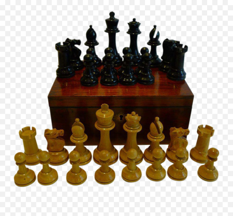Download Hd Antique English Weighted Boxwood Chess Set With - Chess Png,Boxwood Png