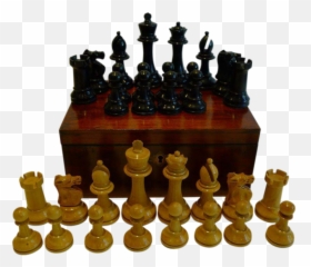 Download Hd Antique English Weighted Boxwood Chess Set With - Chess Png,Boxwood Png